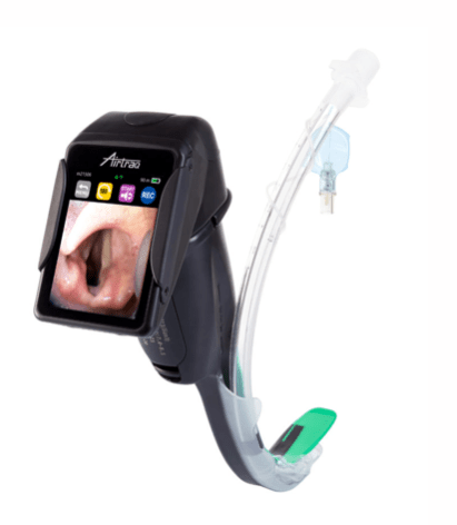 Airtraq Intubation System with a channeled blade for difficult airways regardless of patient position. PN: LDA390