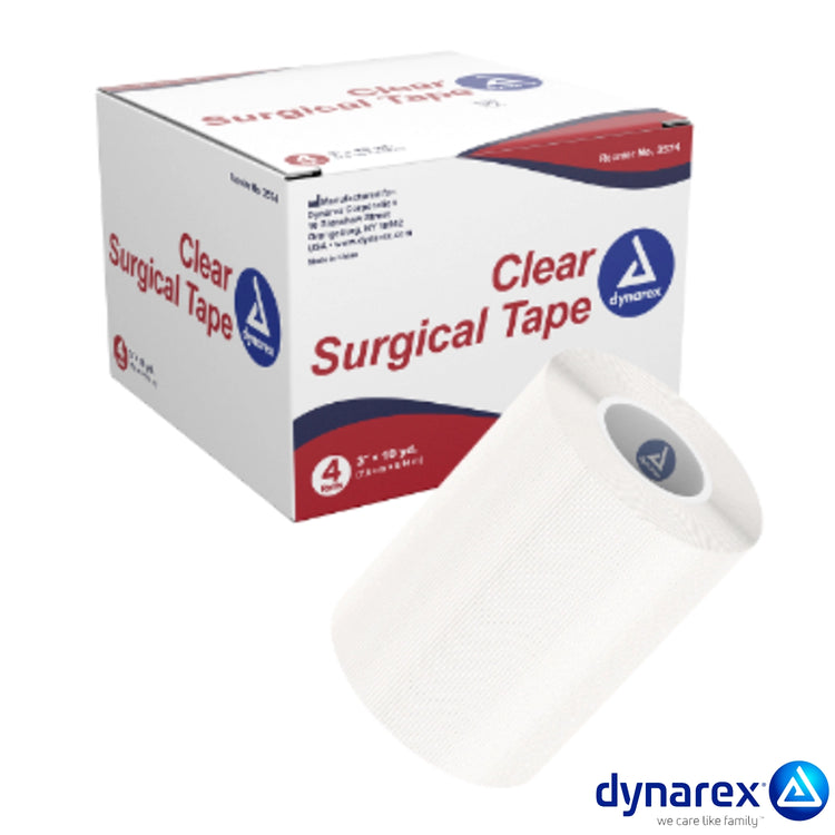 Clear Surgical Tape, 3 inches x 10 yards, 4-bx, 12-bx/cs