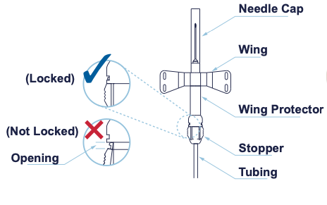 Diagram of Dynarex Blood Collection Needle Safety System SecureSafe Blood Collection System 23g, similar to BD Vacutainer 367281