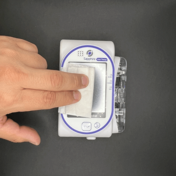 Application of Sapphire IV Pump Screen Protector.