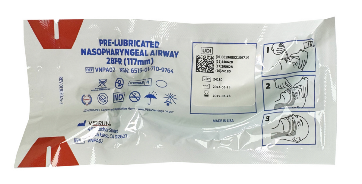 Pre-lubricated 28Fr Nasopharyngeal Airway