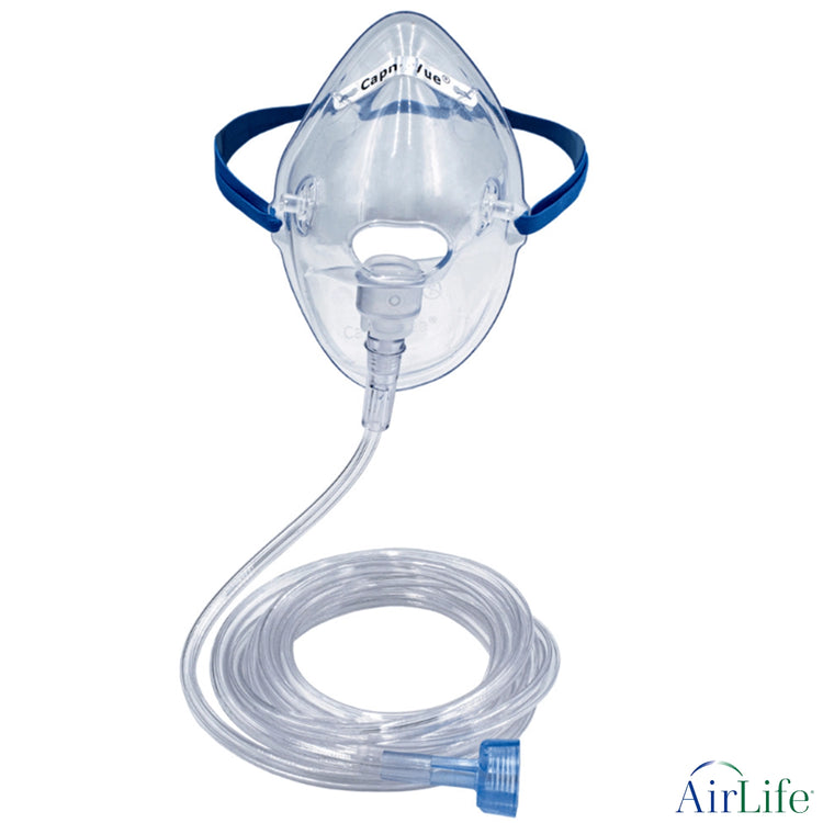 CapnoVue Oxygen Mask with ETCO2 Monitoring, Elongated Style, Adult One Size Fits Most...