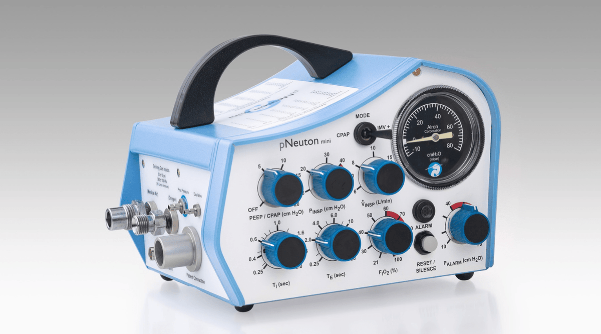 pNeuton Ventilator Mini Start-Up Kit: Includes Mini Ventilator, Pole Mount and 8 ft High Pressure Air and Oxygen Hose - Pacific Biomedical
