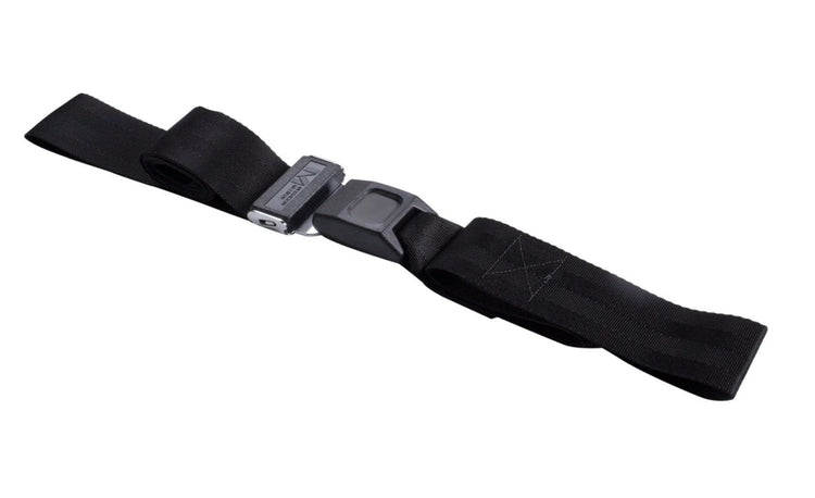 black patient securement strap with metal buckle for spine boards and stretchers