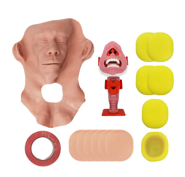 Decent Simulators V2 cricothyroidotomy module MP0002 kit with face skin, cric airway, skin and tissue inserts