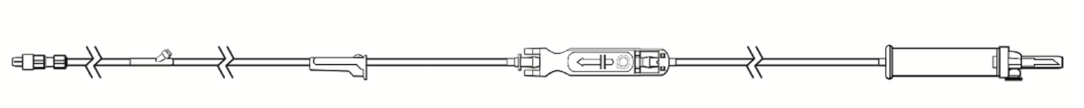 Sapphire AP433-01 - Macrobore Infusion Set with Vented/Non-Vented Drip Chamber, Roller Clamp and Needleless Y-Site .Eitan Sapphire AP-433 Infusion Set, extra-long IV tubing for Sapphire pump, OEM sterile, hospital and EMS compatible PN: 12000-000-0044