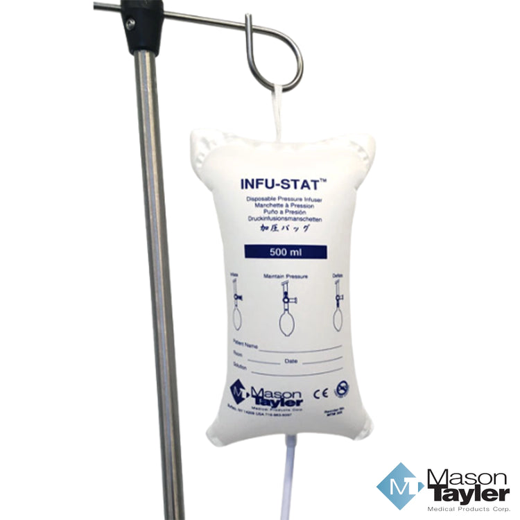 Infu-Stat 500mL disposable pressure infuser bag with color-coded gauge by Mason Tayler