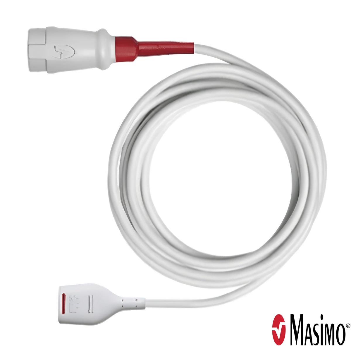 Masimo 4078 RD rainbow SET R25-12 patient cable, 12 ft, coiled with round and flat end connectors