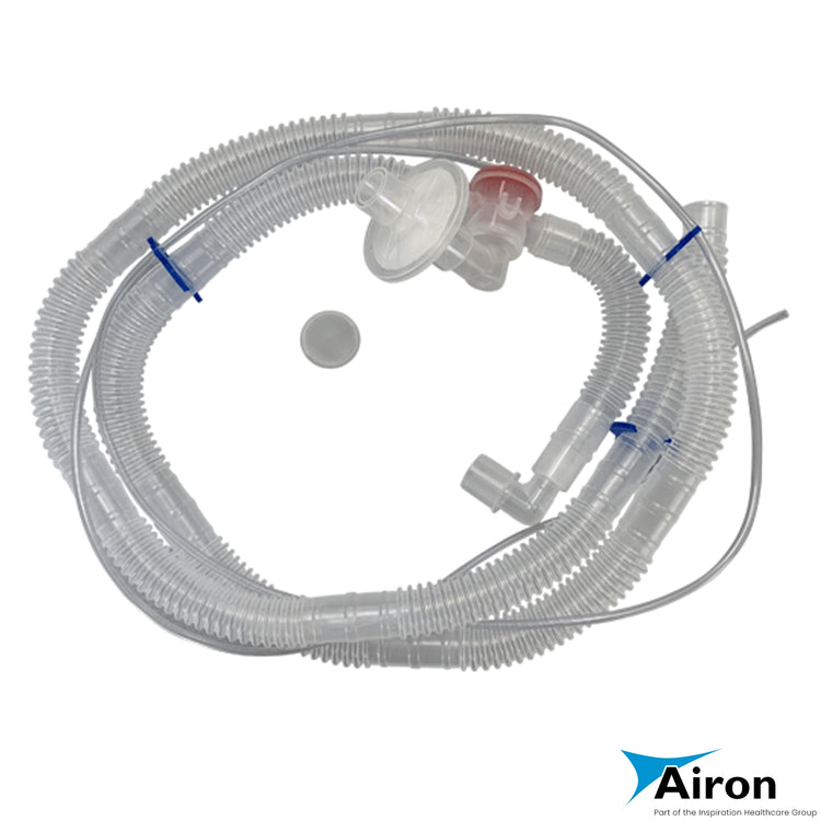 Airon 58006 adult and pediatric ventilator circuit with expiratory filter, single-use, 6 ft, for pNeuton models A and S
