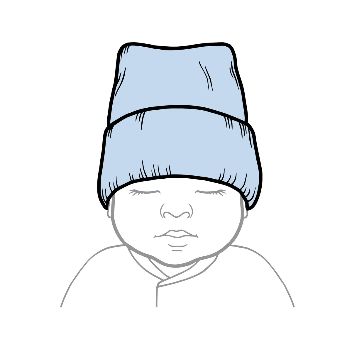 Respiralogics Preemie Beenie knit hat on an infant