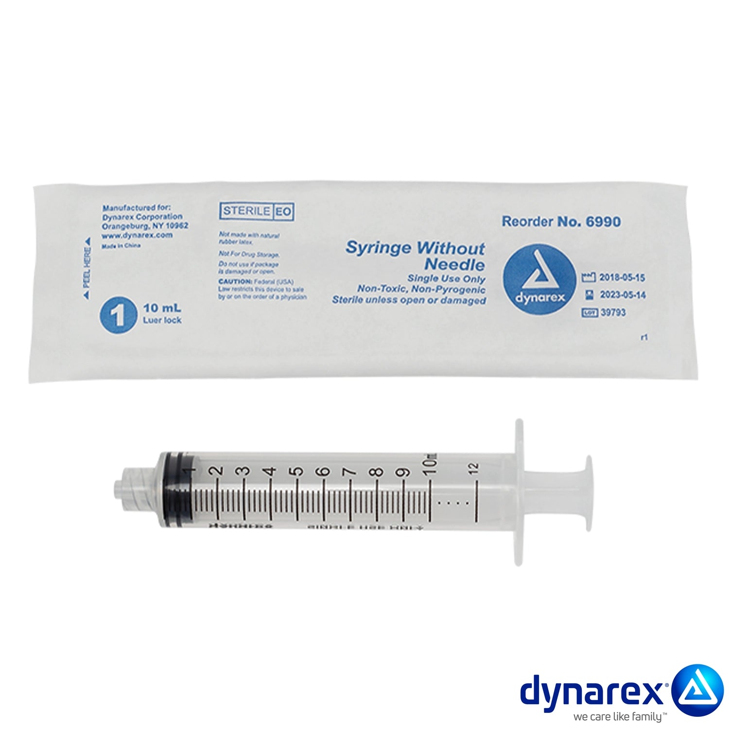 The Dynarex Syringes without Needles are designed with a luer lock or luer slip connection creating a leak-free seal and can be utilized for a variety of uses.

Quantity per box: 100
Boxes per Case: 10
Designed to provide accurate and effective medication dosing
Smooth-gliding plunger provides consistent pressure for improved comfort 
Transparent barrel with bold, easy-to-read markings for precise measurement
Can be used with any size needle with luer tip or luer lock connection
Sterile, non-toxic, and non-