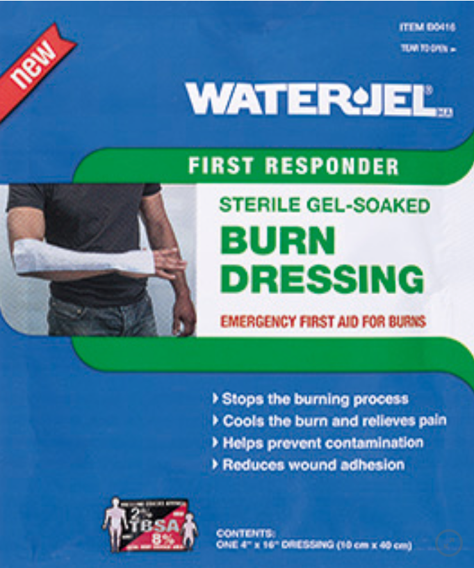 A well-suited dressing for the inner or outer area of the forearm. Can also be used on a portion of the leg or to wrap a foot.

Gel-soaked, medical-grade nonwoven material.
Sterile and foil-packed.

Stops the burning process
Cools the burn and relieves pain
helps prevent contaminiation
Reduces wound adhesion
TBSA – Adult: 2% Child: 8%
Shelf Life: 5 years from date of manufacture.