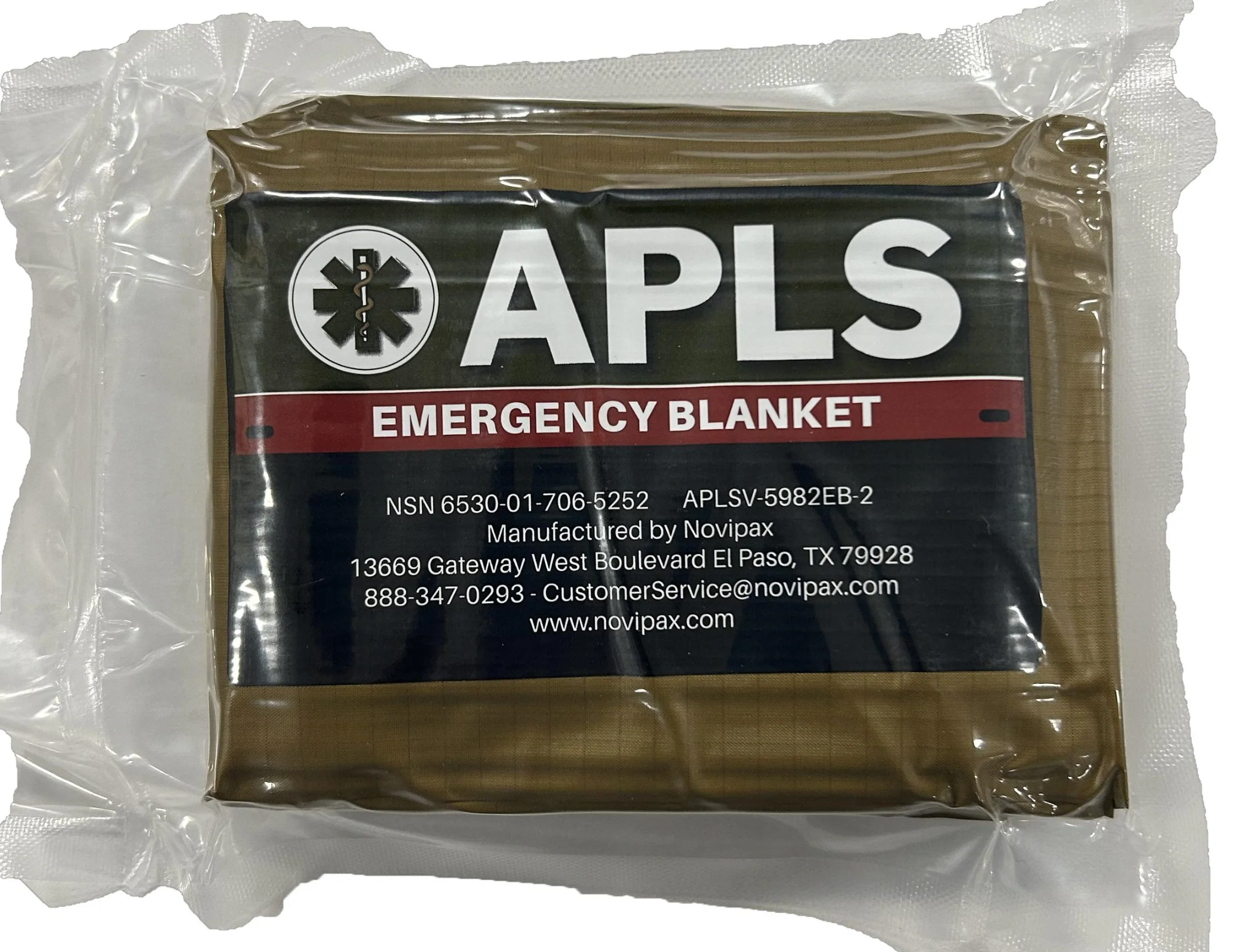 APLS Emergency Blanket is a compact, mylar lined, heat reflective, Point of Injury Emergency Blanket”. The APLS Emergency Blanket is a compact & lightweight blanket that can be tucked away in most medical kits. NSN: 6530-01-706-5252.