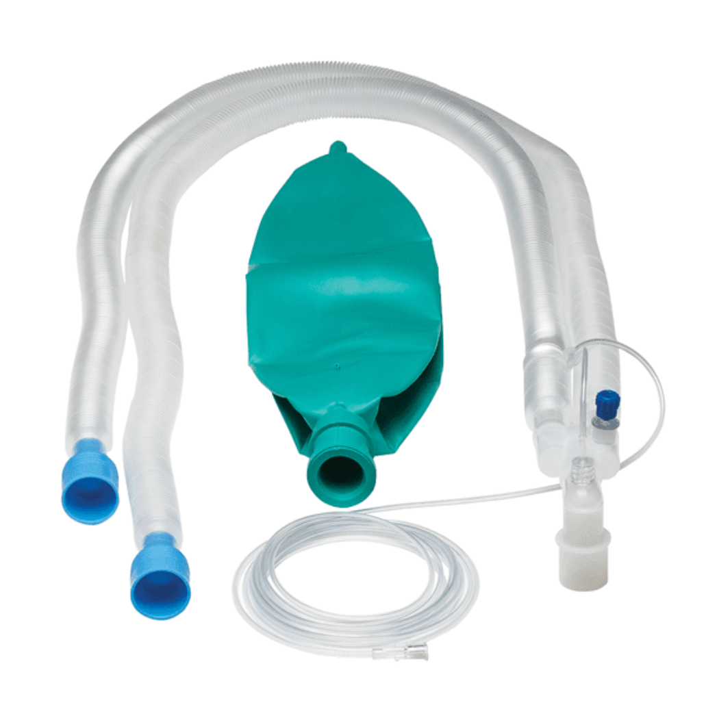 108 inch Pediatric Expandable Anesthesia Circuit with 1L breather bag, Parallel pediatric wye, Sampling elbow, & HEPA Filter.