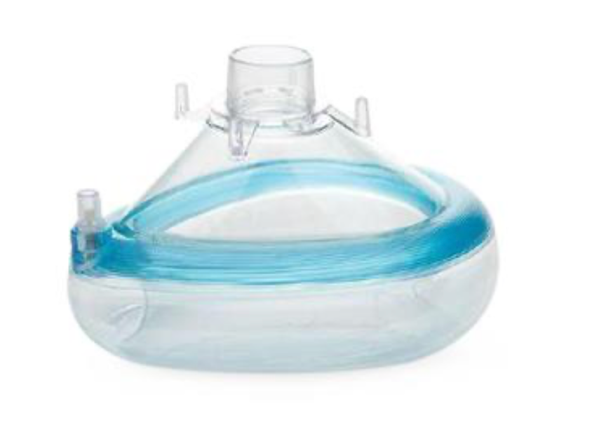 Anesthesia breathing mask is pliable and tacky for superior face seal with Ribbed cushion that provides no-slip grip. This mask has a reliable ventilation seal with minimal facial pressure. Clear dome for easy observation of patient.