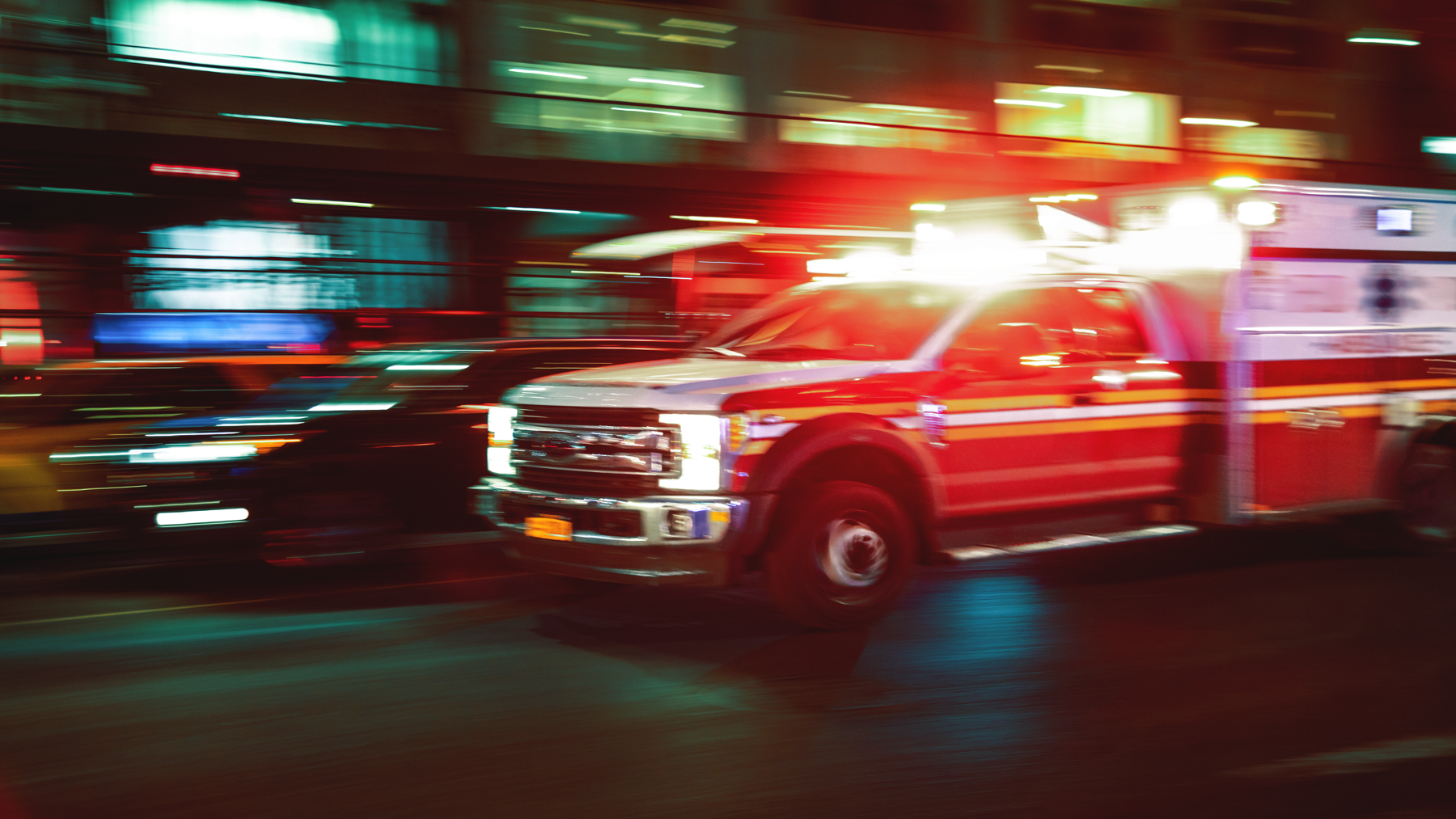 an ambulance responding to a call In New York City.