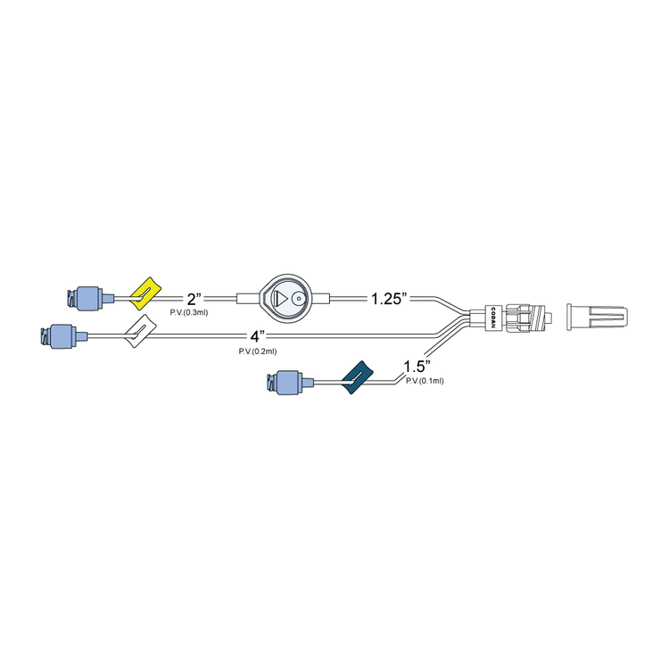 Codan BC262 Trifurcated Mini Bore Extension Set, 1 each