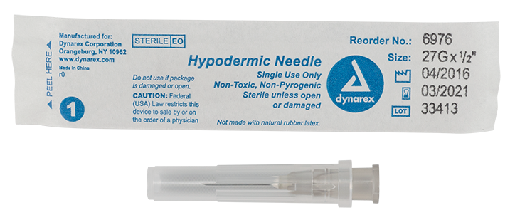 27g needle for intramuscular injection from Dynarex. PN: 6976