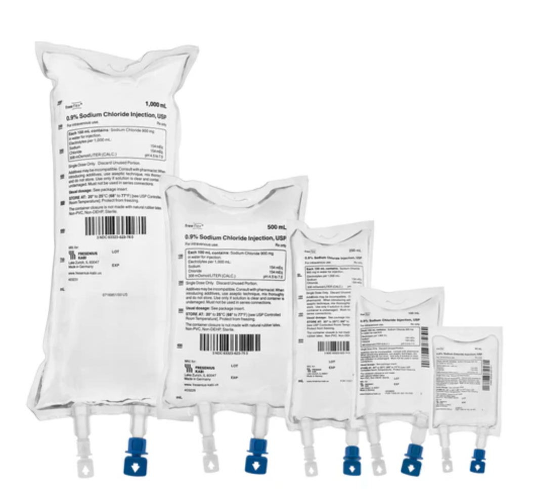 All Fresenius IV fluids use the freeflex® bag, a multilayer polyolefin film that is non-PVC and non-DEHP and not made with natural rubber latex. PN: FAH1000