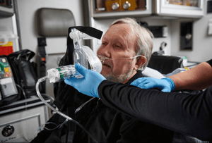 GO-PAP Disposable CPAP System Applied on sick patient.