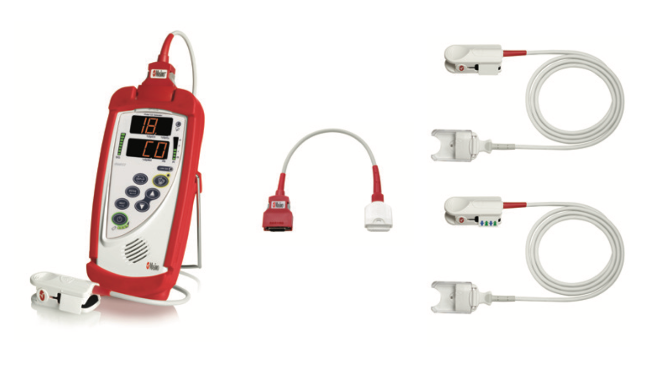 Rad-57 3735 Kit with SpCO Option comes with two patient sensors including the Adult Rainbow Sensor(2696), Pediatric Rainbow Sensor (2697), RC-01 Cable and Red EMS Carry Case.