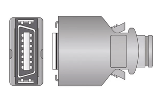 Shows connection terminal with monitoring device of a Masimo 4108 patient cable.