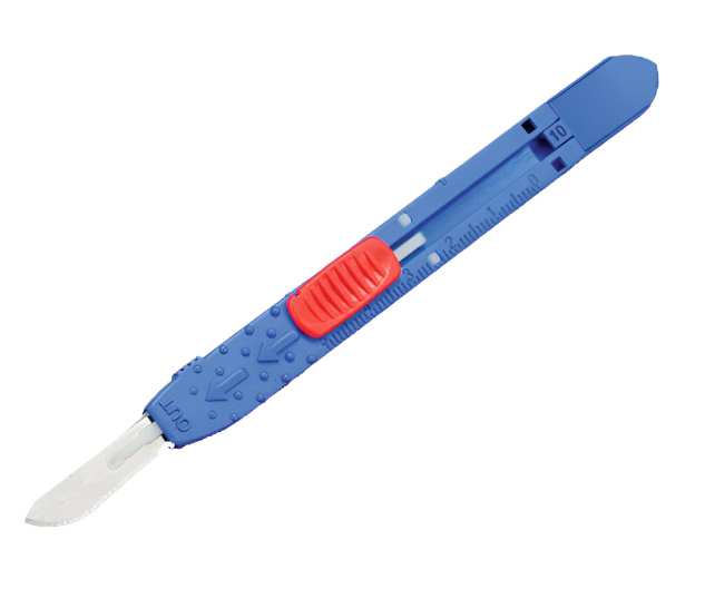 Check out this #10 scalpel with retractable blade. Great for prehospital emergency procedures such as surgical crics or finger thoracostomy. PN: 4160