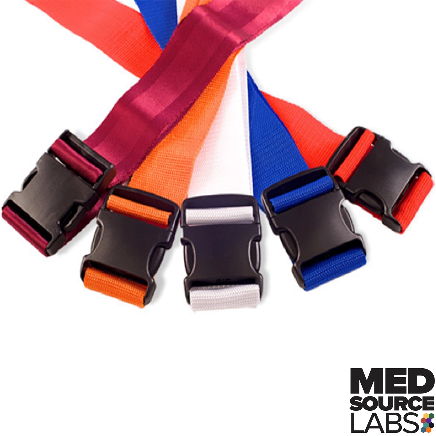 YourBrand adjustable patient restraint strap used for securing medical patients to spine board for spinal immobilization and patient transport.