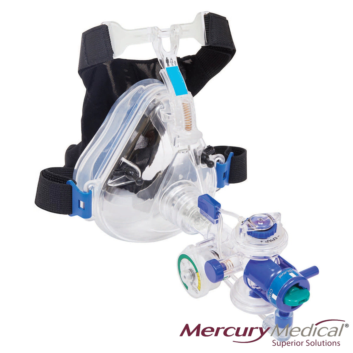 Flow-Safe II+® BiLevel CPAP with Medium/Small Adult Full Face Mask with Straight Swivel Port and Headstrap, 5/bx