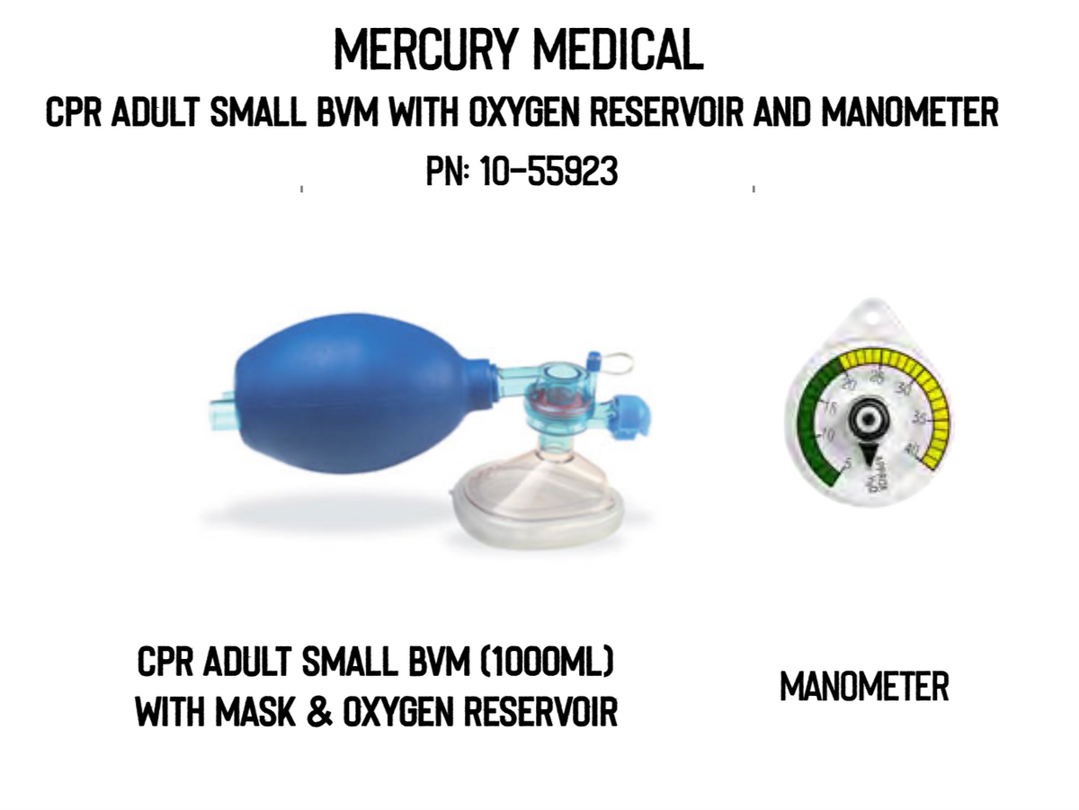 Made with synthetic rubber with a 1000mL chamber, oxygen reservoir bag, manometer &amp; adult cushion mask. Great for any emergent environment.