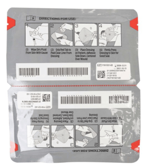 Rear view of Hyfin Chest Seal. Alternative to occlusive dressings. For sucking chest wounds and open hemothorax.