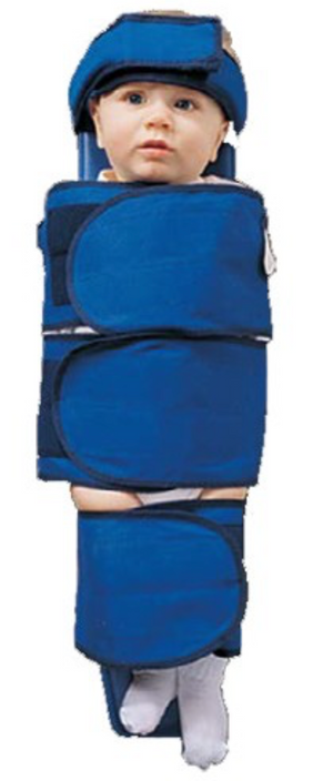 This is the olympic papoose board designed for infants and toddlers up to 24 months to be secured during imaging, dental procedures, medical assessments and medical procedures. PN: 50510 Great for pediatric dentist and physicians.