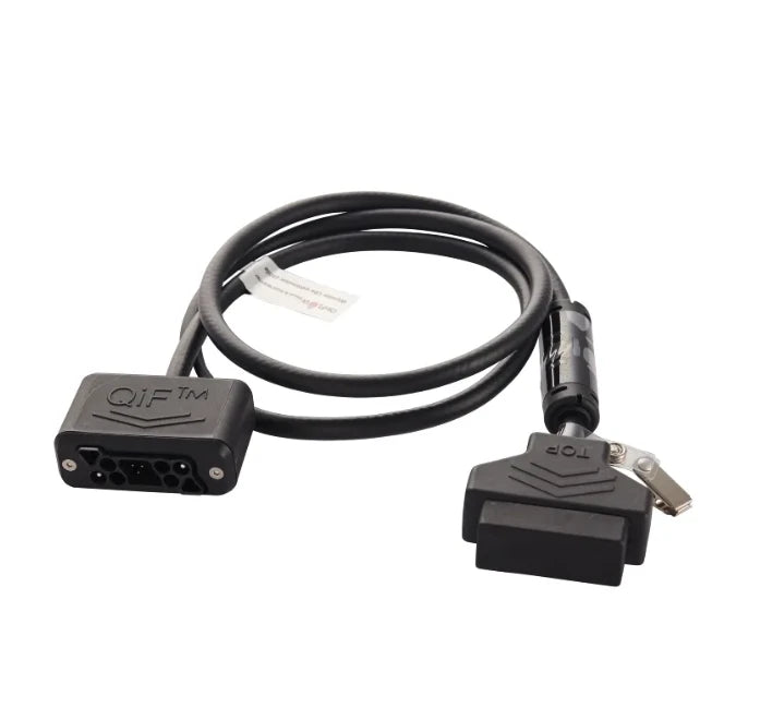 QinFlow Warrior extension cable CBL00019 55 inches coiled showing connectors