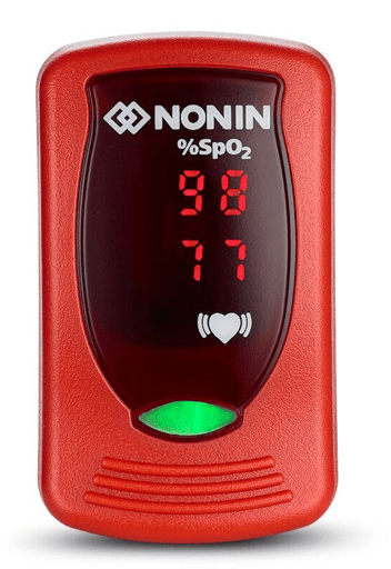 Onyx® Vantage 9590 Fingertip Pulse Oximeter Red model. Great visibility for fire department applications!