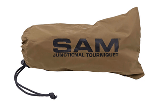 Sam junctional tourniquet stored in a ready bag. PN:JT400-EN, NSN: 6515-01-618-7475.