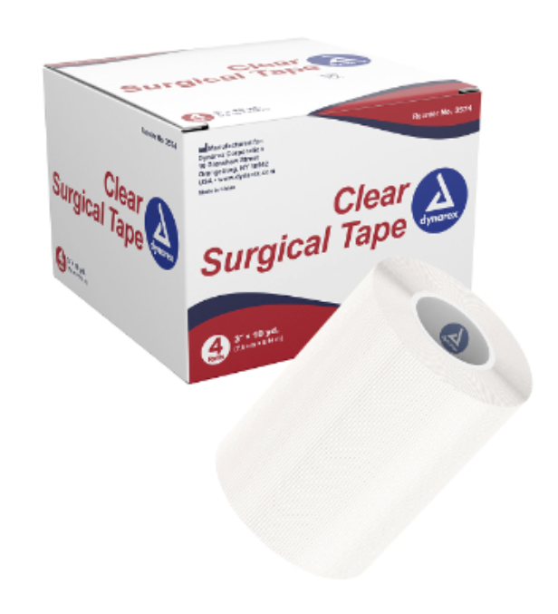 Clear Surgical Tape, 3 inches x 10 yards, 4-bx, 12-bx/cs