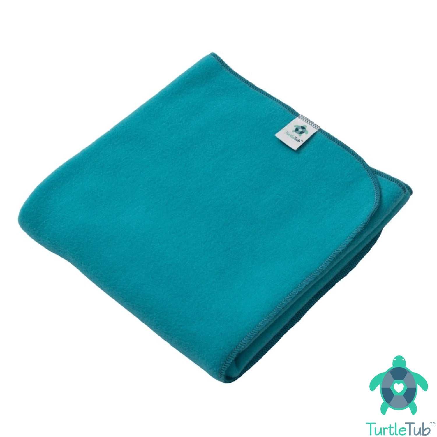 Turtle Tub Cotton Fleece Reusable Swaddle Bathing Blanket measures 20 x 30 inches.