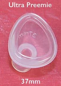 Front view of Anatomical Silicone Ultra Preemie Face Mask PN 10-50611 with flange