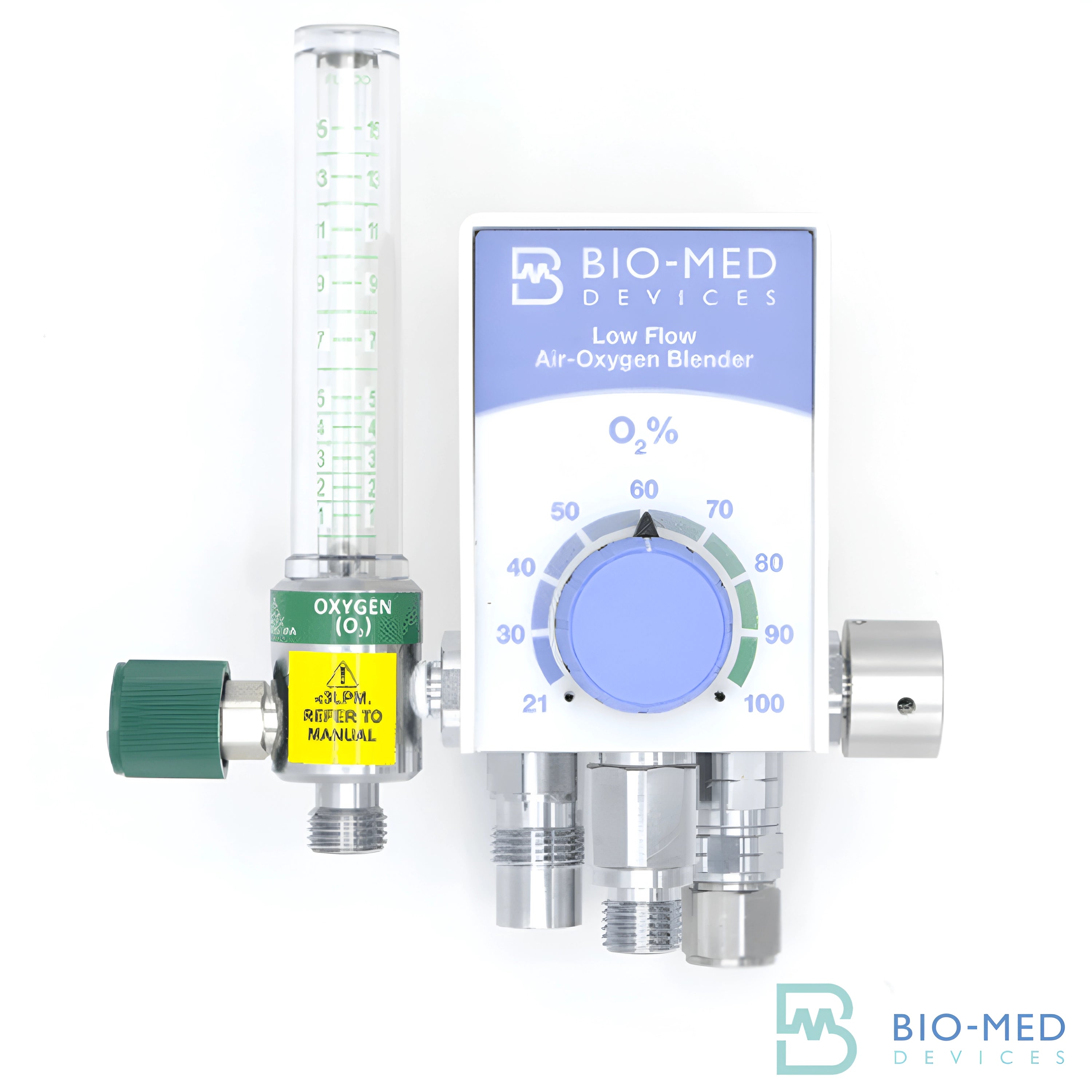 BIo-Med Devices Lo-Flo Blender with 5 LPM Flowmeter Left - Pacific Biomedical