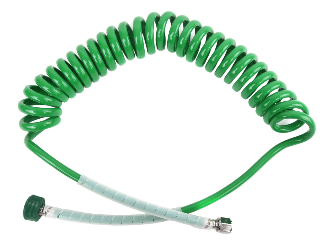 Hose, 15&#39; O2 Green Coiled Supply - Pacific Biomedical