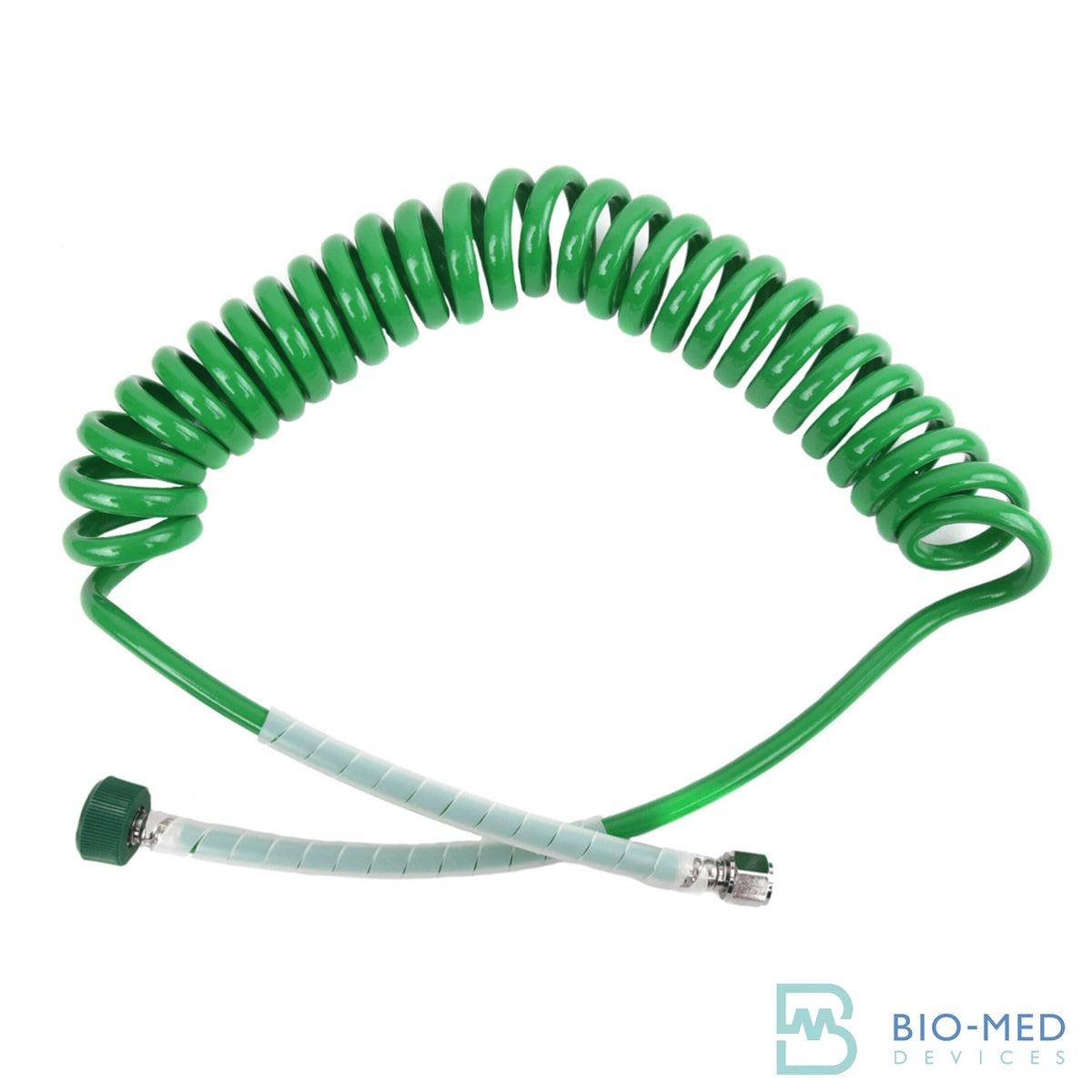 Hose, 15' O2 Green Coiled Supply - Pacific Biomedical