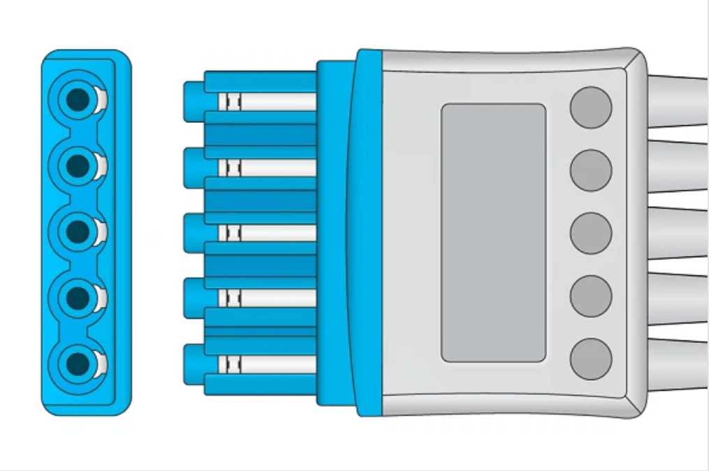 Philips Compatible ECG Leadwire, 5 Lead Pinch/Grabber Style Electrodes - Pacific Biomedical