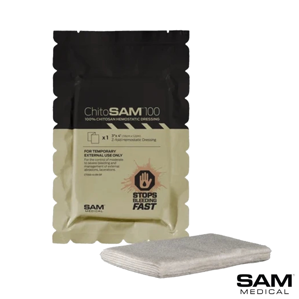 ChitoSAM 3 in x 4 ft Z-Fold Hemostatic Dressing 