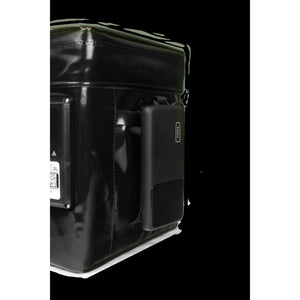 Delta ICE 2L external battery held on the enhanced case by its Velcro loop