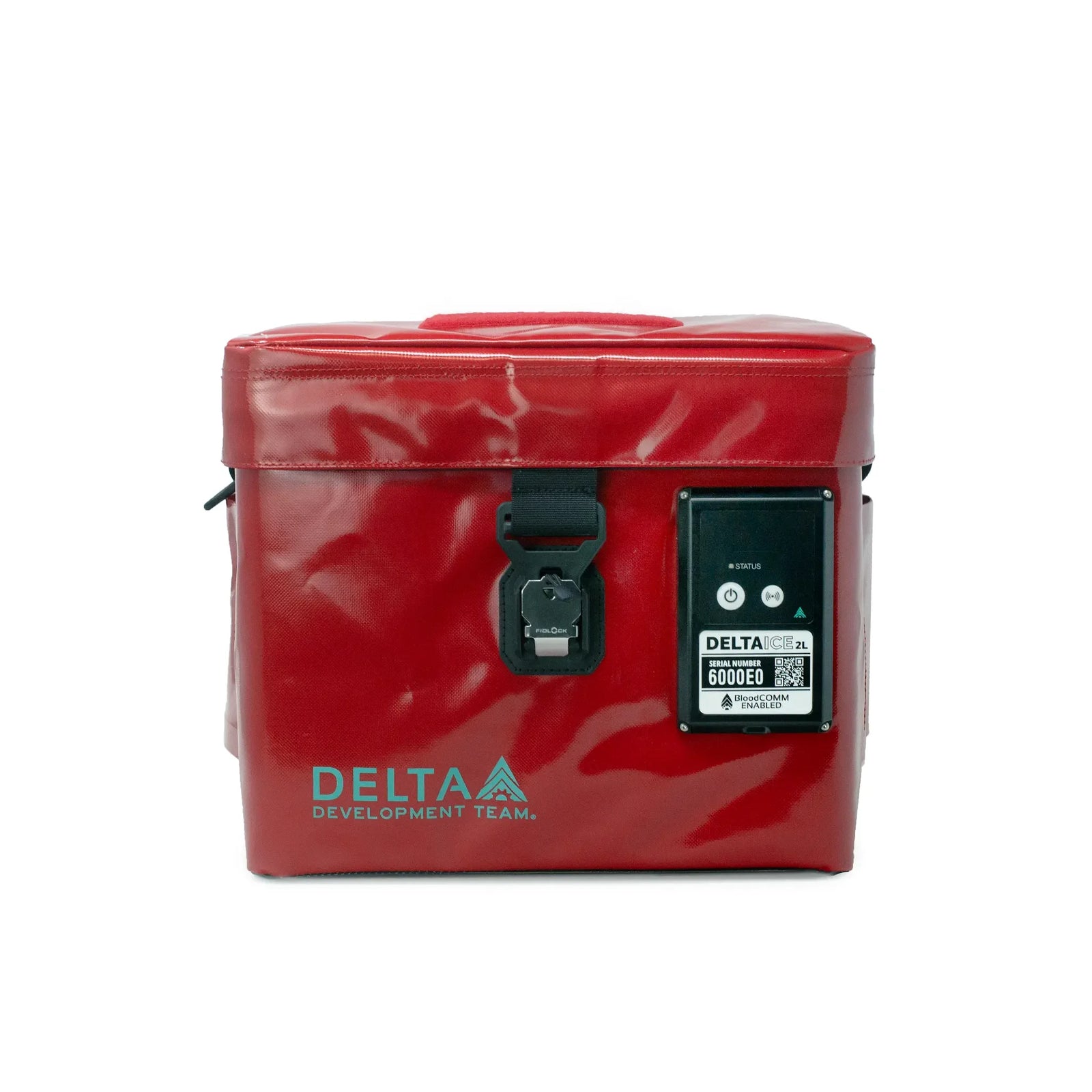 Delta ICE 2L Smart Blood Cooler in red, enhanced case with metal clasp