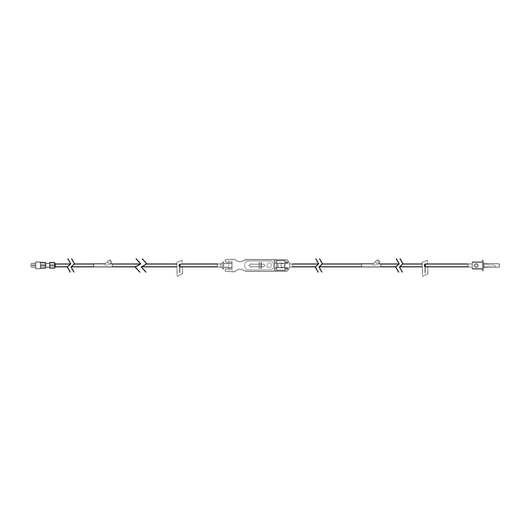 Eitan Medical Sapphire AP-411 macrobore IV set (AP411-01, PN 12003-000-0078) line drawing: about 72 in, vented/non-vented spike, 2 needleless Y-sites, 2 slide clamps, FX cassette, spin male luer lock