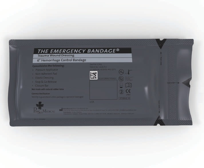 FCP-02 6 in Emergency Bandage sterile package, trauma wound dressing and hemorrhage control bandage, NSN 6510-01-492-2275 - Pacific Biomedical