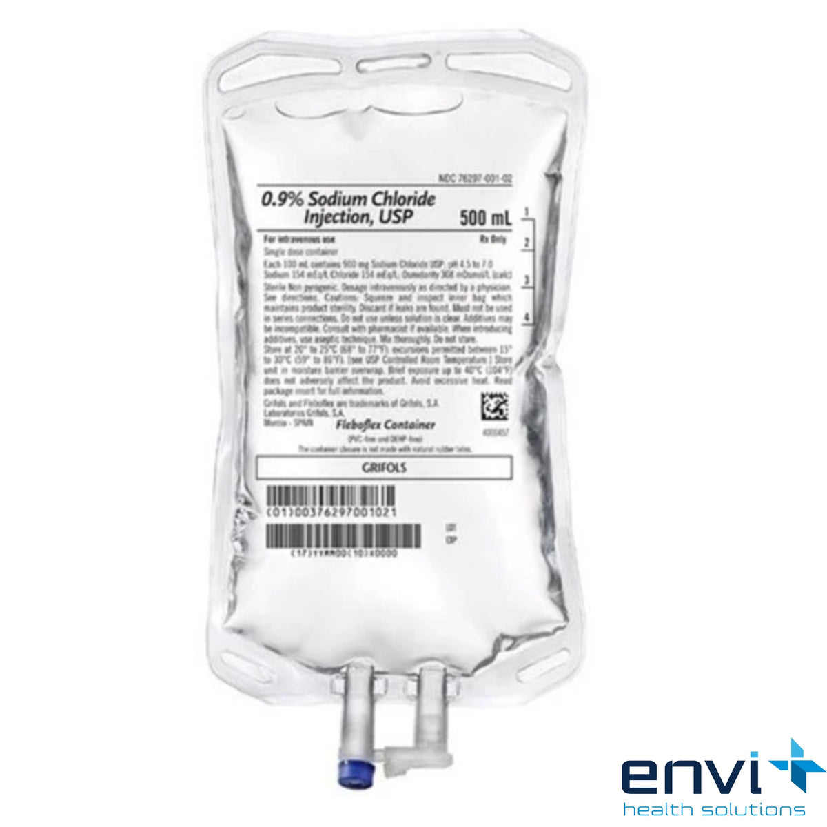 Grifols 500mL 0.9% Normal Saline for Injection, 20/Case