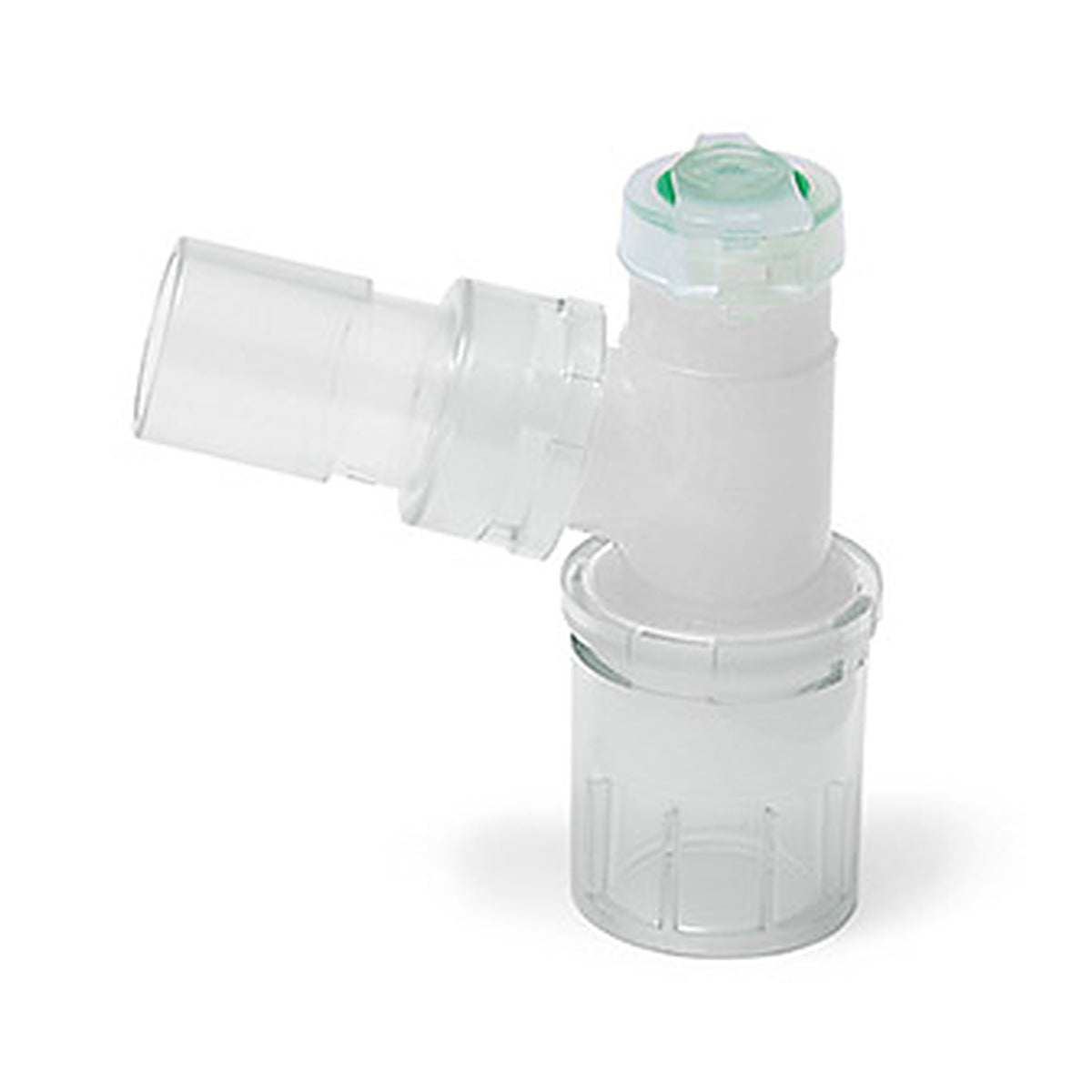 Intersurgical 1898000 double swivel elbow with double flip top cap with seal bronchoscopy port, 15 mm OD by 22 mm OD/15 mm ID