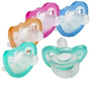 JollyPop pacifier family teal, blue, orange and pink color range
